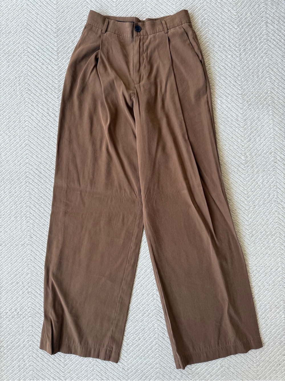 Zara High Rise Wide Leg Camel Brown Trousers sz S